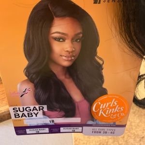 Sensationnel Curls Kinks & Co Synthetic Hair  Lace Front Wig SUGAR BABY color 1B